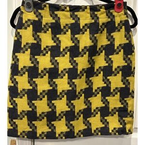 Boden Houndstooth Wool Pencil Skirt Size 4 Gold Gray Old Money Classic Preppy